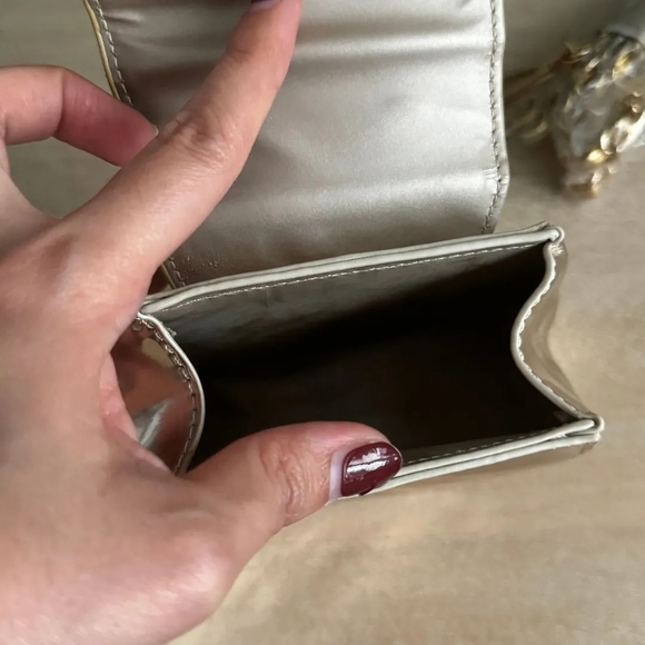 Cle De Peau Silver And Gold Metallic Mini Crossbody Bag With Chain Strap NEW - Picture 4 of 16